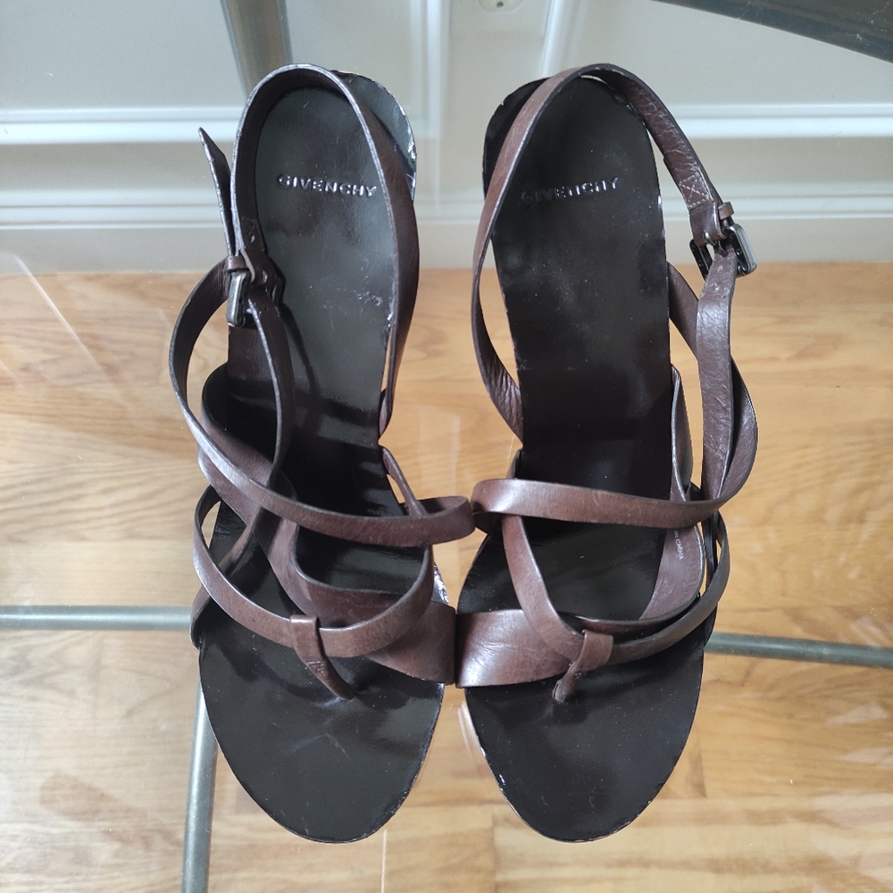 Givenchy Platform Slingback Adjustable Strap Brow… - image 3